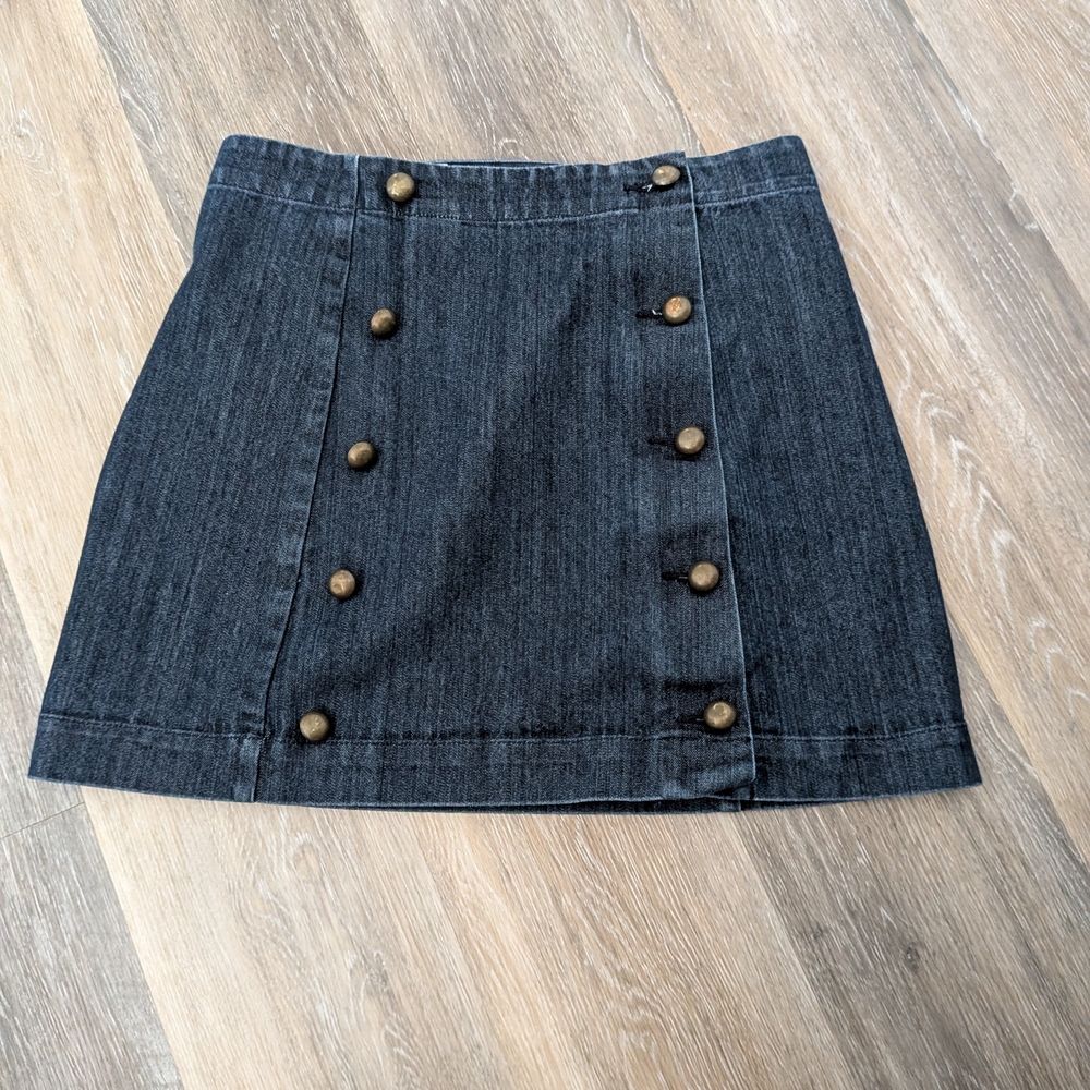 MICHAEL Michael Kors Charcoal Button-Front Denim Mini Skirt